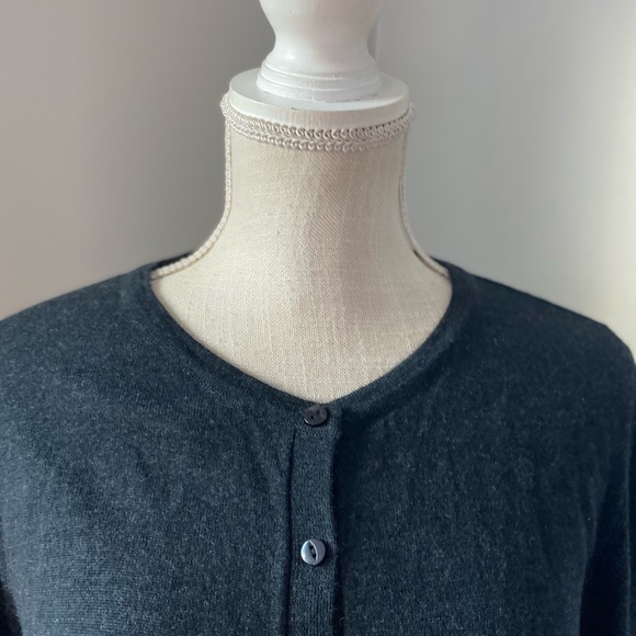 Knittons Charcoal Black Button Front Classic Cardigan - Picture 3 of 6